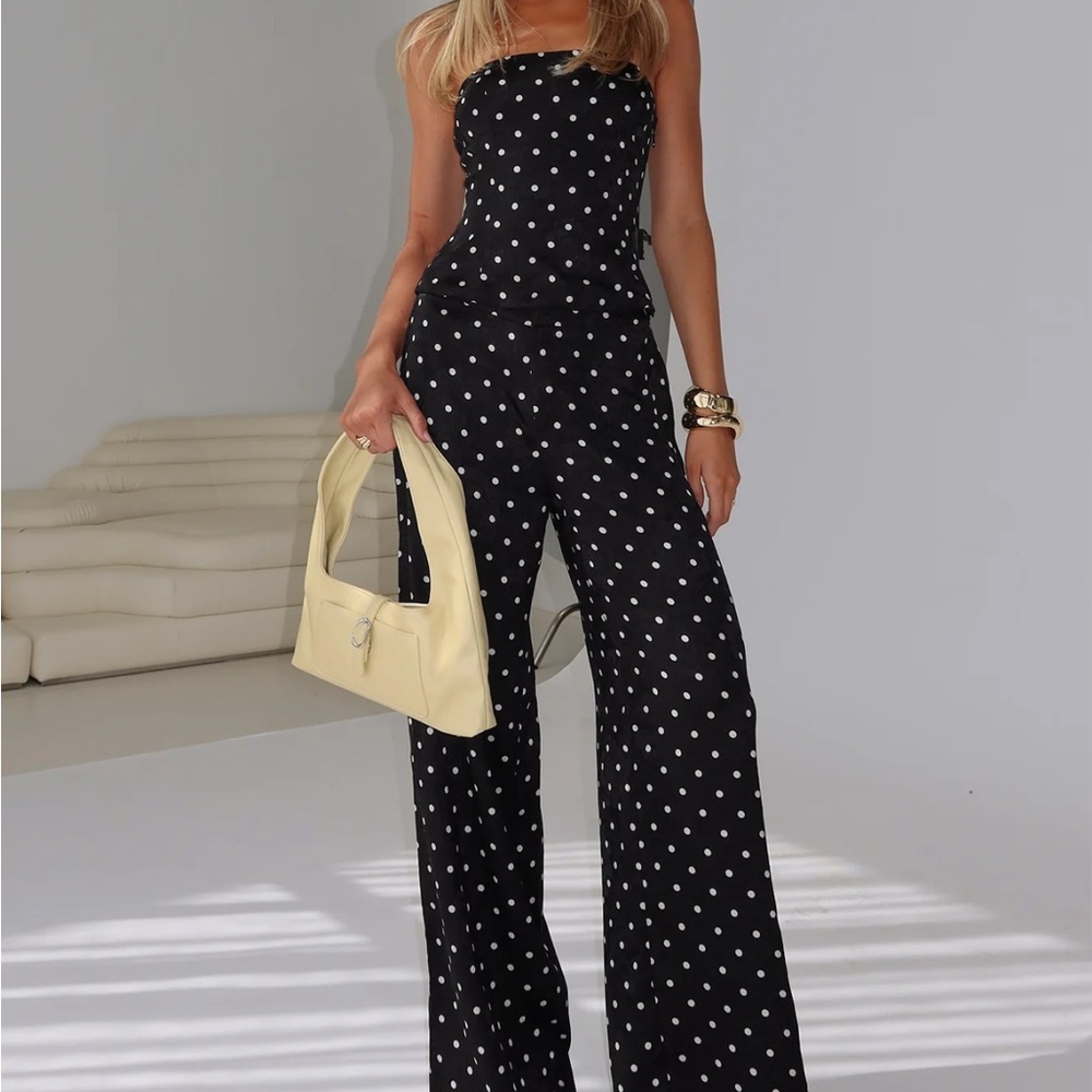 Black Polka Dot Women's Pants - Picture 2 of 2